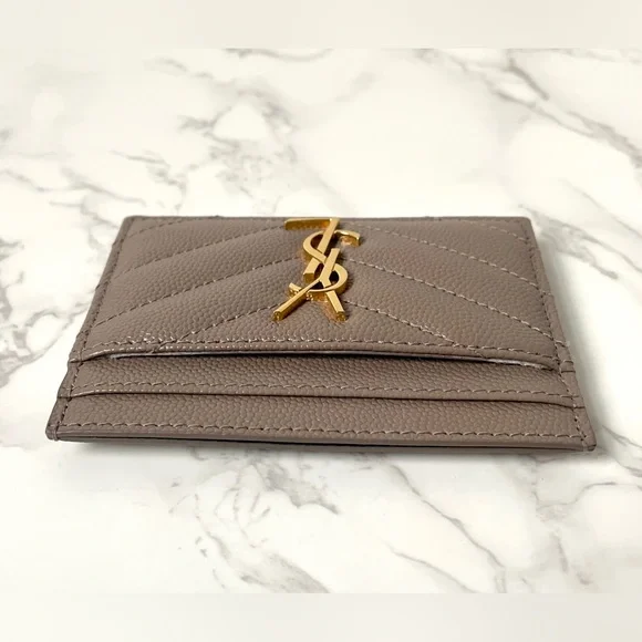 ❌SOLD❌ Saint Laurent YSL Card Holder Dusty Beige Grain de Poudre - Picture 7 of 16